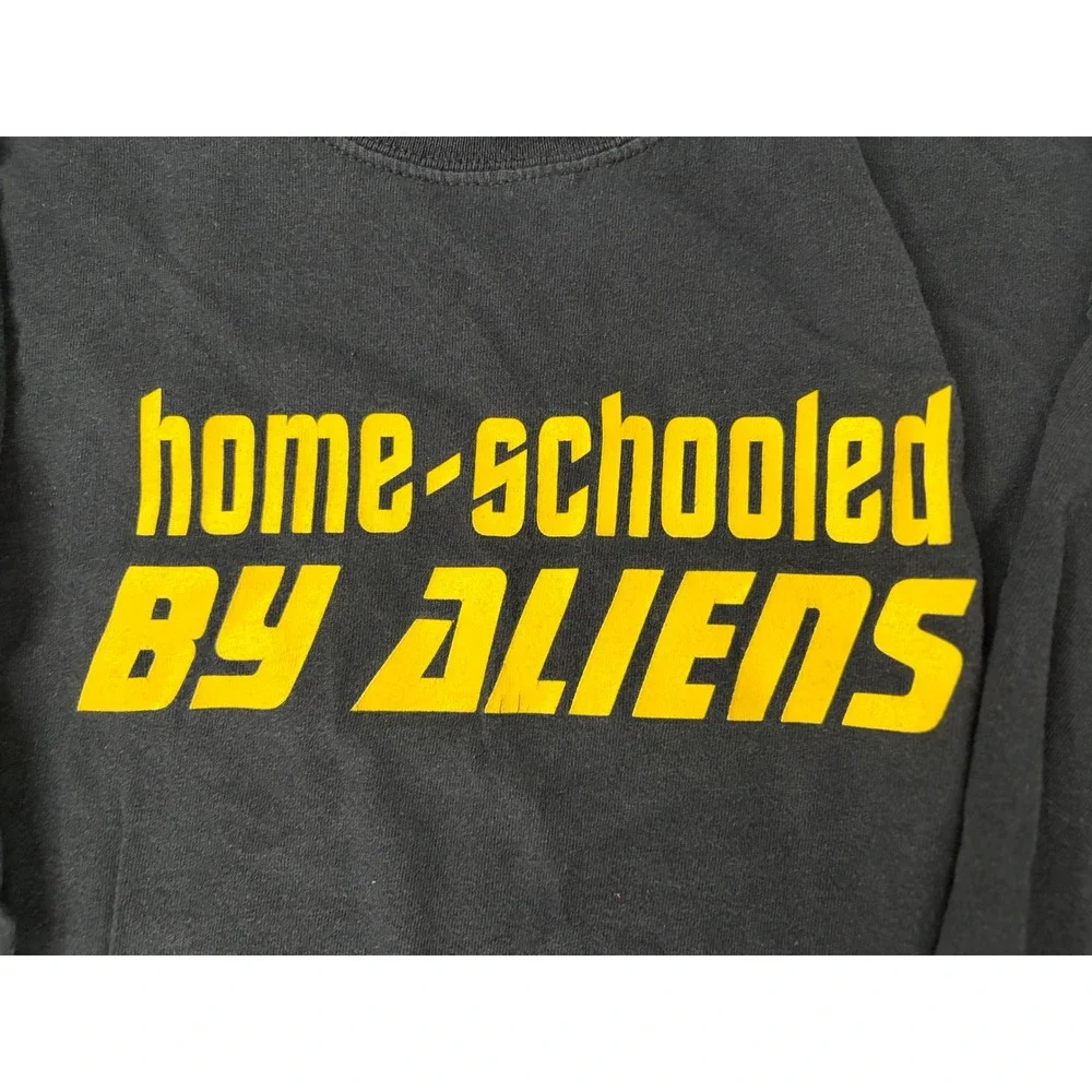 Gildan Home-Schooled By Aliens Graphic T-Shirt Black Mens 2XL Sci-Fi Humor Tee